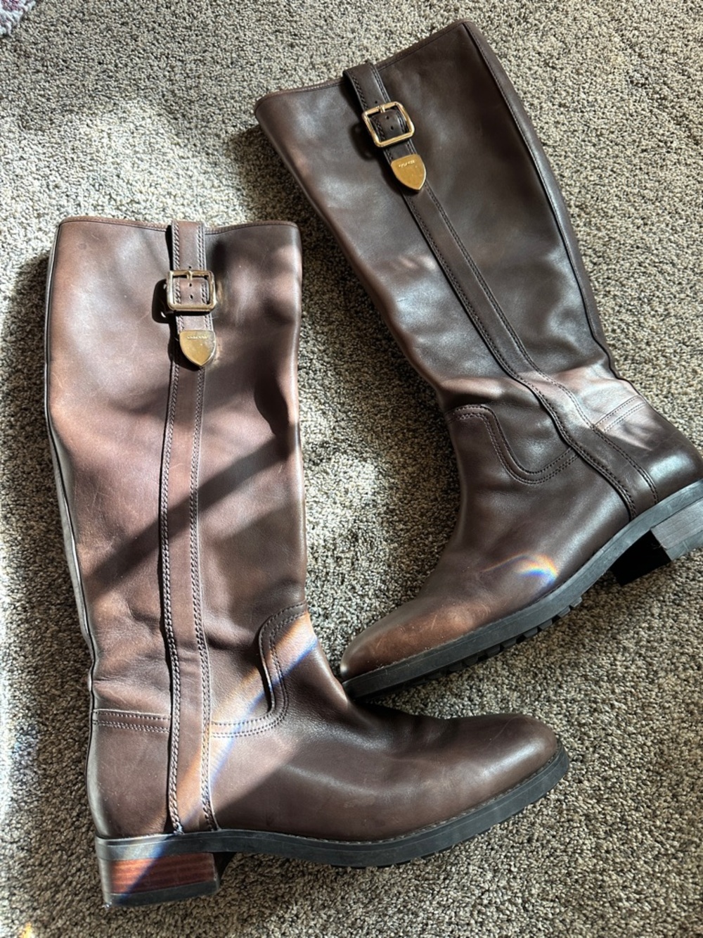 Coach  Brown Leather Boots with Signature Lining